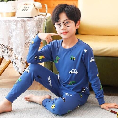 2021 Children Pajamas 2pcs Set Cartoon Sleepwear Baby Girls Clothes Sleep Suit Autumn Cotton Pijamas Infantil Boys Pyjamas Kids