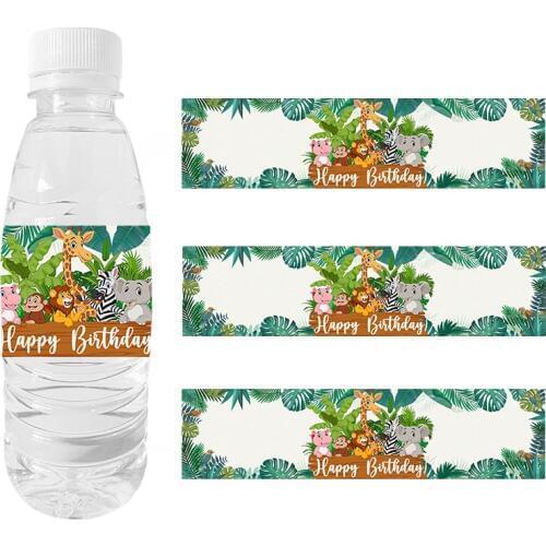 Jungle Safari Party Water Bottle Label Jungle Water Bottle Wrappers Kids Birthday Party Decoration Jungle Animal Baby Shower