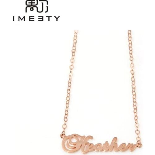 IMEETY personalized name necklace jewelry in sterling silver make your necklace fancy script nameplate necklace custom gifts