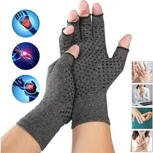 Compression Gloves Non-slip Breathable Health Care Semi-finger Pain Relief -OPK