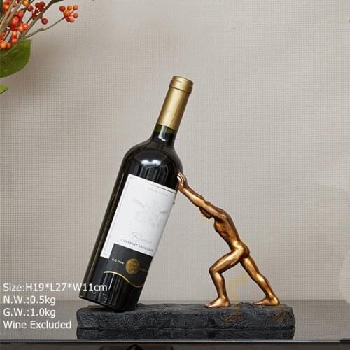 Creative Home Decor Resin Crafts Hercules Figurines Wine Rack Modern Desktop Ornaments Bottle Organizer Bookshelf Book Stands