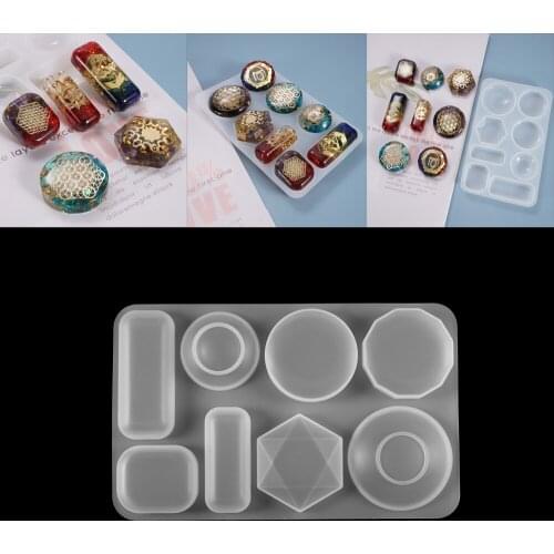 1 Pcs 8 Shapes Round Diamond Silicone Molds Gem Epoxy Resin Mold For DIY Pendant Necklace Jewelry Making Supplies Accessories