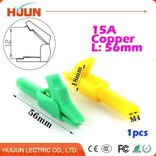 1pcs/lot 15A 56mm M4 Copper Alligator Clip Cable Wire Battery Crocodile Clips Electrical Clamp Tester Probe Car Double-ended