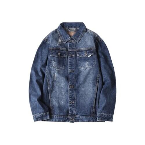 6XL 7XL Fashion plus size trend denim jacket Korean version of pure cotton loose youth popular classic solid color denim jacket