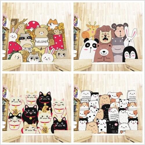 Cartoon Animals Pvc Non-slip Doormat Carpet Can Be Customized Freely Cuttable Home Mats Carpet Corridor Hallway Entrance Doormat