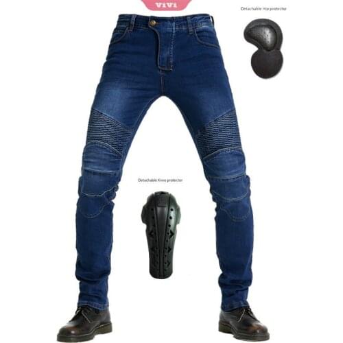 Motorcycle Pants Mens Sim Fit Anti-fall Protection Lining Jeans With Upgraded Protection Pads