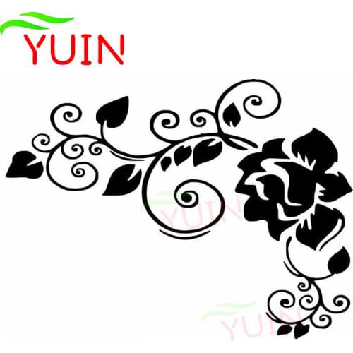 Beautiful Flower Art Personality Car Sticker Fashion Decoration PVC Waterproof Sunscreen Decal Black/White/Red/Laser/Silver