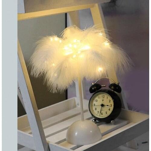 ABSF Feather Night Light LED Lights Beside Desk Lamp for Bedroom Party Wedding Romantic Decoration Vintage Desk Light