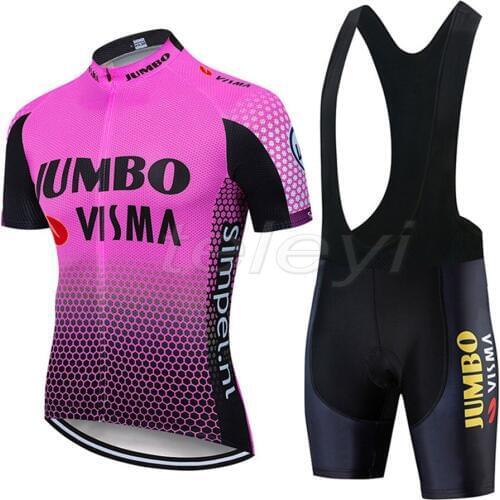 2020 new pro team jumbo visma cycling jersey set Bicycle maillot mens breathable MTB quick dry bike Ropa ciclismo 20D gel pad