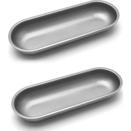 New 2 Pieces Hot Dog Mold Carbon Steel Sausage Molds Non Stick Bakeware Oval Hotdog Bun Baking Pan for DIY Home Bread Tool