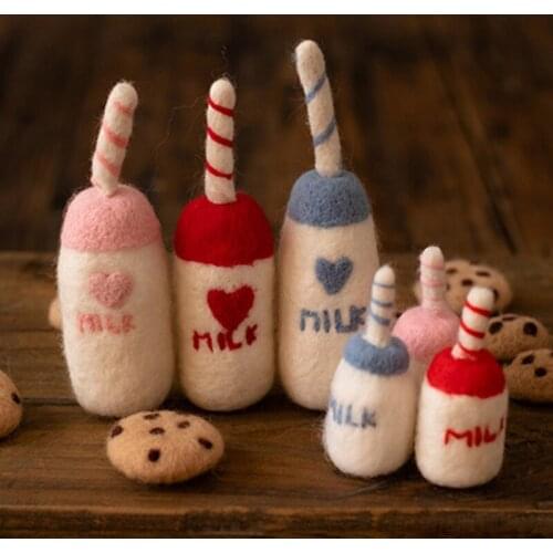 Null DIY Baby Wool Felt Milk Bottle+Cookies Decorations Newborn Photography Props Infant Photo Shooting Accessories Home Party