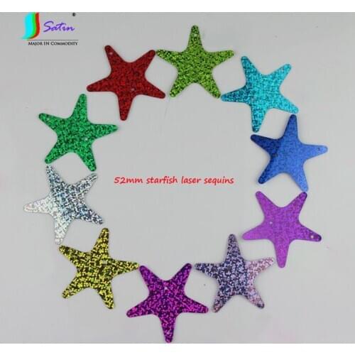 Wholesale Weight 500g Holographic Dance Clothes Diy Decoration 2-holes Laser Big Size 52mm Starfish Loose Sequins S0179L