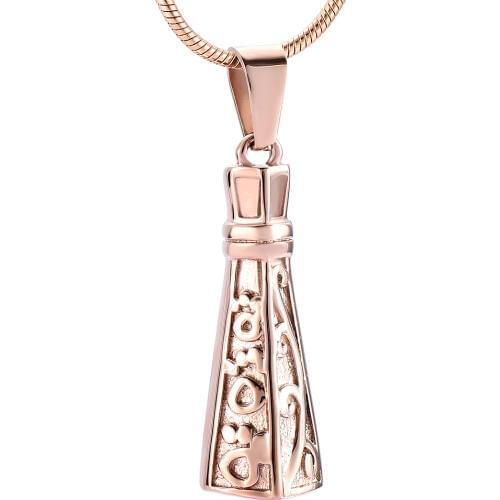 IJD9940 Stainless Steel Tower with Paw Print Pendant Dog Cat Ashes Urn Cremation Necklace Jewelry
