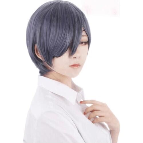 Anime Black Resistant Synthetic Gray Short Wig Butler Kuroshitsuji Ciel Phantomhive Cosplay Wig
