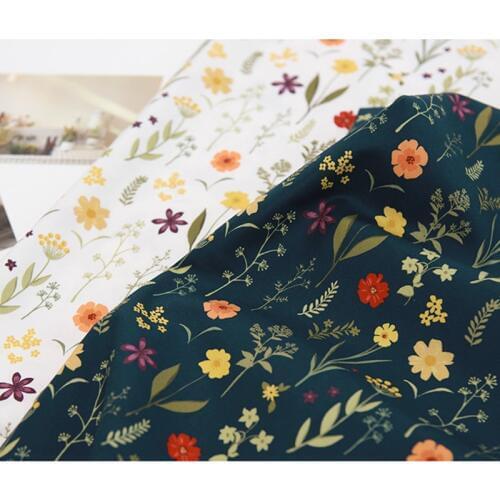 Half Yard Plain Cotton Fabric With Retro Little Flower Print Handmade DIY Garment Dress Baby Cloth 100% Cotton CR-545