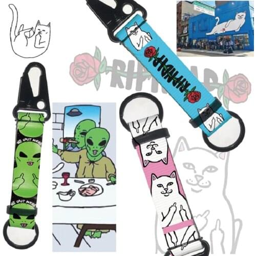 Popular Logo Ripndip Cheap Cat Alien Key Ring Men And Women Backpack Pendant Popular Logo Key Chain Key Chain Female Korea Love
