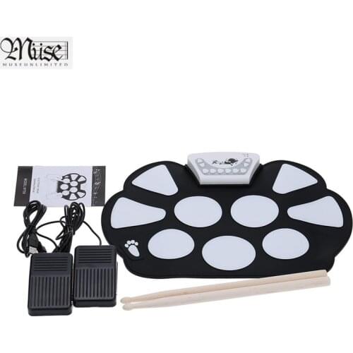 New Professional Roll up Drum Pad Kit Silicon Foldable with Stick Portable Drum Electronic Drum USB Drum