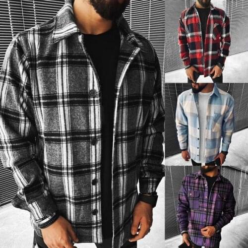Vintage Stripe Shirt Men Shirt Turn-down Collar Cotton Blend Long Sleeve Plaid Buttons Shirt Coat for Spring/Autumn Streetwear