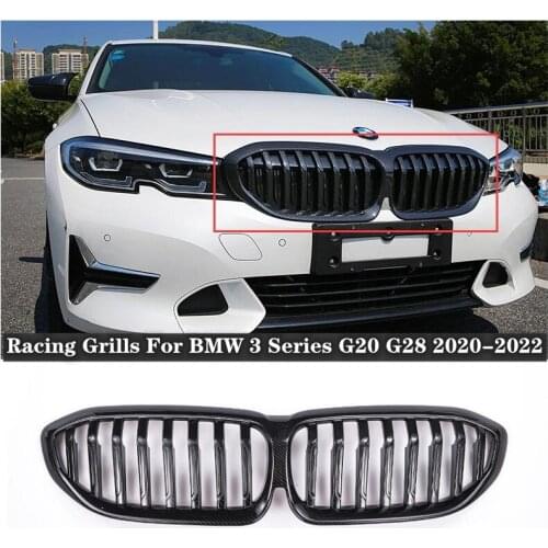 NEW High quality ABS black & ABS Carbon fiber Mesh Grille Trim Racing Grills Fits For BMW 3 Series G20 G28 325i 2020 2021 2022