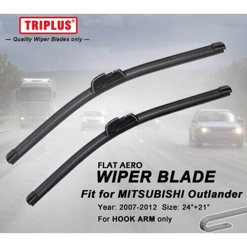 Wiper Blade for MITSUBISHI Outlander (2007-2012) 1set 24"+21", Flat Aero Beam Windscreen Wiper Blades Frameless Soft Blades
