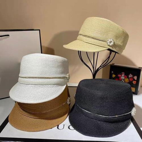 Spring Summer Fine Paper Straw Hats For Women Korean Fashion Casual Military Hats Beret Knight Hat Outdoor Beach Custom Hat New