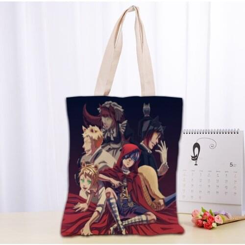 Custom Black Butler Tote Bag Reusable Women Canvas Shoulder Bag Handbag Shoulder Pouch Foldable Canvas Shopping Bags