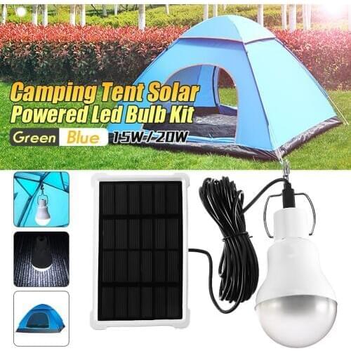 15W/20W Solar Panel Power LED Bulb Light Portable Outdoor Camping Energy Clean Saving Lamp Long Life Expectancy Rechargeable