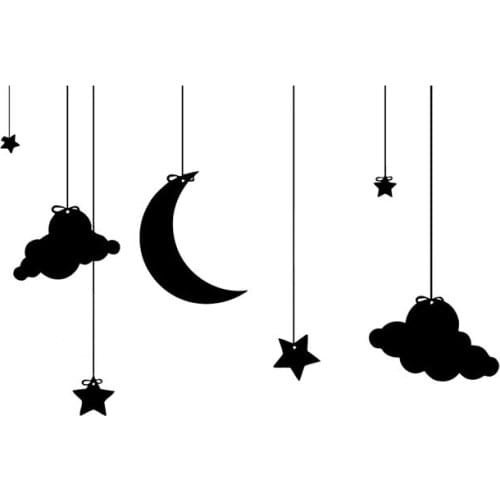 Romantic Moon Star Car Applique Fashion Decorative Applique Personality Pvc Waterproof Applique Black/white, 18cm*12cm