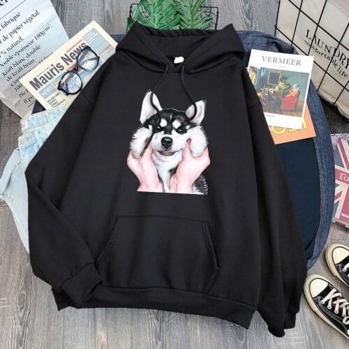 Female Hoodie Cute Shiba Inu With Pinched Face Cartoon Print Hoodies Funny Women Oversized Casual Tops Kawaii Style Slim Hoodies