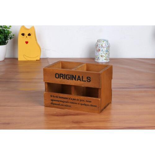 1PC Creative Wooden Organizer Storage box Pen Holder Flower Pot Desktop Storage Tool Vase Multifunction Wooden Box JL 0938