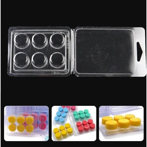 1Pcs Pvc Six Grid Candle Melting Container Mould Transparent Double Folding Blister Shell Coreless Aromatherapy Candle Box