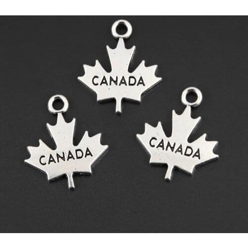 30pcs Silver Color 22.5x19mm Maple Leaf Charms Canada Symbol Pendant Fit DIY Jewelry Making Handcrafted Accessories