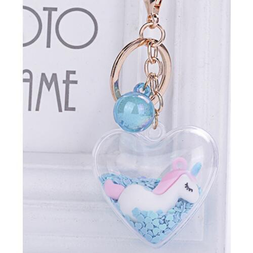 New sequins heart-shaped car keychain bright pink unicorn love pendant bag pendant couple gift
