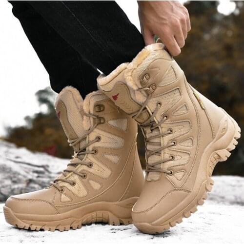Large Size Winter Boots Men Snow Boots Outdoor Desert Boots Male Hiking Shoes Men Special Force Tactical Military Boots Couples