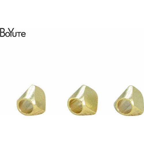 BoYuTe Wholesale (100 Pieces/Lot) Metal Brass 5*5MM-2MM Hole Triangle Beads Bodhi Diy Spacer Beads Jewelry Accessories