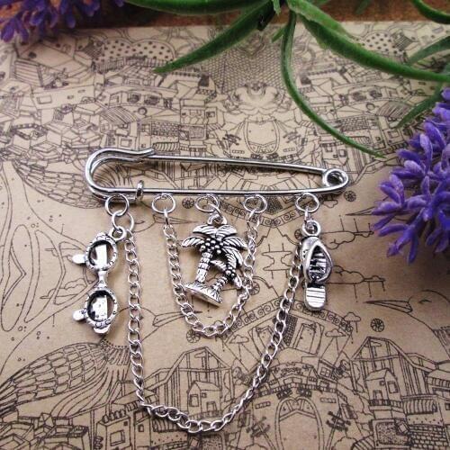 Brooch pin silver Holiday charm brooch Brooch pin gift Travel charm brooch Travel gift for her Retirement charm