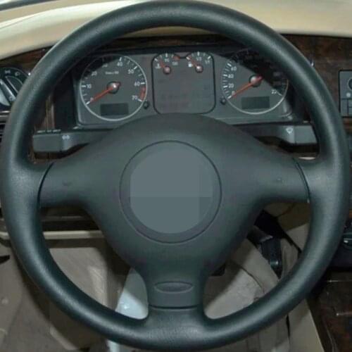DIY Artificial Leather Black Steering Wheel Cover For Volkswagen VW Golf 4 1997-2003 Passat B5 1996-2005 Polo MK6 1999-2002