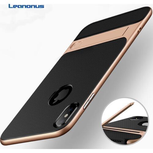 For iPhone XS Case TPU Silicon + PC Stand Holder Cover For iPhone X XS Max XR 7 Plus 11 Pro Max Hard Shockproof Plastic Coques