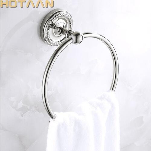 Chrome Color Bathroom Towel Holder Solid Brass Wall-Mounted Round Towel Ring High Quality Brand New Copper Towel Rack YT-12291