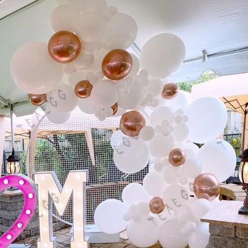 130pcs White Balloon Garland Arch Kit Chrome Rose Gold Ballon Lady Wedding Birthday Party Decor Baby Shower Decoration Supplies