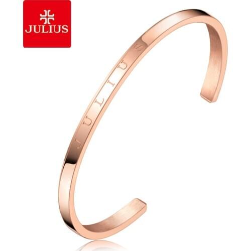 Julius Silver Rose Gold Bangle Stainless Steel Classic Bracelet High-end Womens Dress Accessory Classic Cuff DW-001