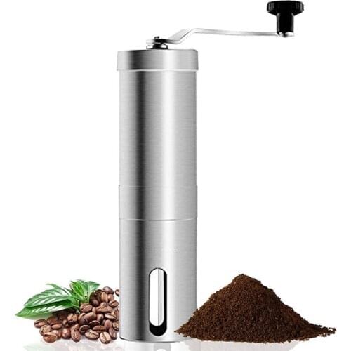Coffee Grinder Manual Mill Mini Portable Home Kitchen Travel Stainless Steel Coffee Bean Grinder with Adjustable Ceramic Core