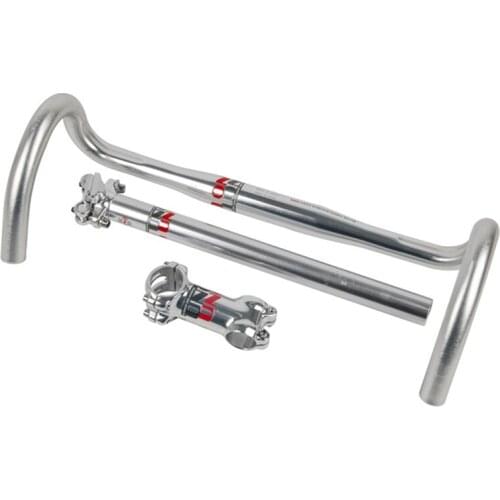 Three Piece Set UNO Red Logo Road Bicycle Aluminium Alloy Handlebar Bike 7 Degree Stem With Seat Post