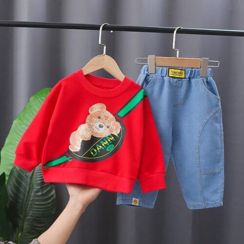 Baby Girls Boys Clothing Sets 2021 Spring Toddler Infant Casual Clothes Cartoon Bear T Shirt Pants Children Kids Clothes
