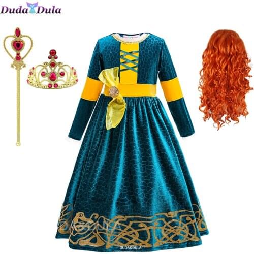 Halloween costume for kids Princess Dress anime Cosplay costumes Carnival Christmas Party clothing Long Sleeve dress with wig