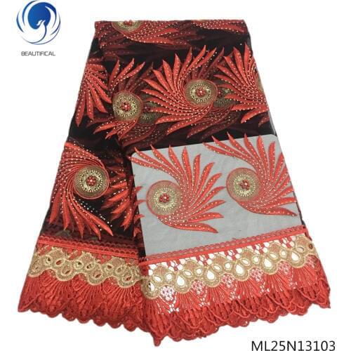 BEAUTIFICAL purple lace fabrics beaded lace fabric embroidery lace fabric for dresses 5 yards/piece top pattern sales ML25N131