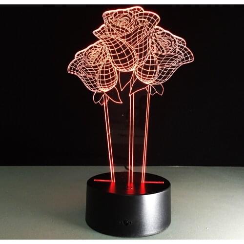 Colorful Rose Modelling Kids Night Light USB Flowers Table Lamp for Home Bedroom Decor Lighting Lovers Gift Wedding Party Lamps