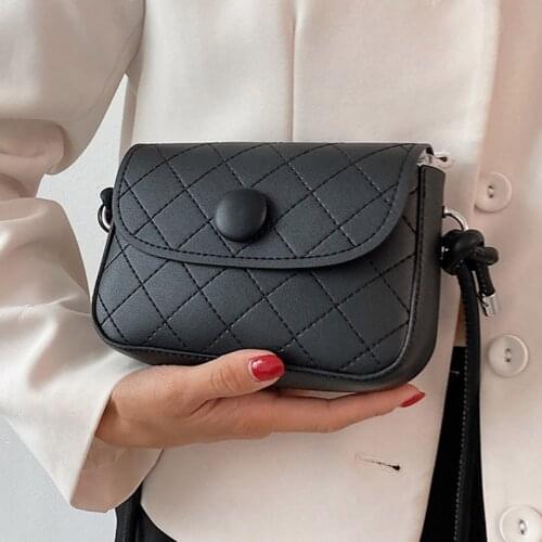 Small Quilted Flap Shoulder Bags for Women Lattice Square Messenger Bag Ladies Diamond Crossbody Bags Solid Color Handbags 2021