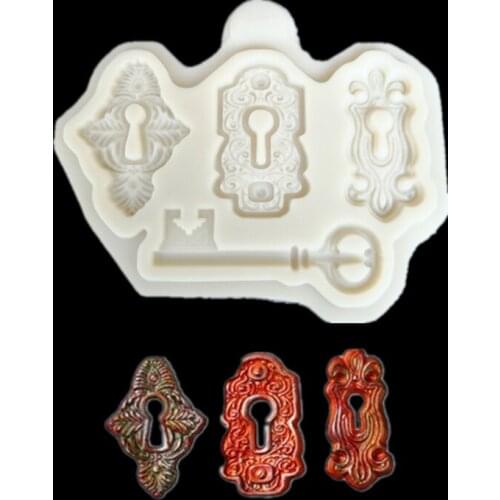 Retro copper lock cake silicone mold DIY chocolate making tools for cake shop decoration accessories kitchen baking tools