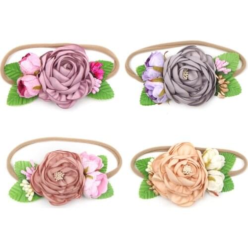Miss Cute Vintage Flower Headband Headwraps Fashion Hair Accessories Elastic Newborn Photography Props Gifts Elastic Hair Bands